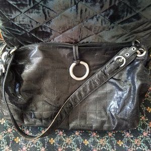 Vintage Black Alligator Shoulder Bag